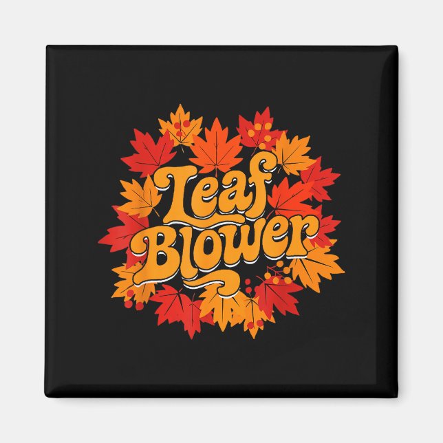 Imán Leaf Blower Autumn Season Falling Leaves Cleanup G (Frente)