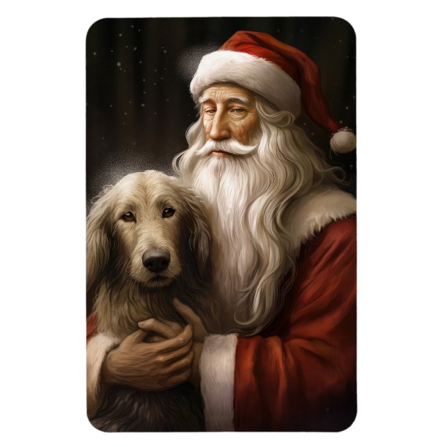 Imán Lebrel afgano con Santa Claus Navidad Festiva (Vertical)
