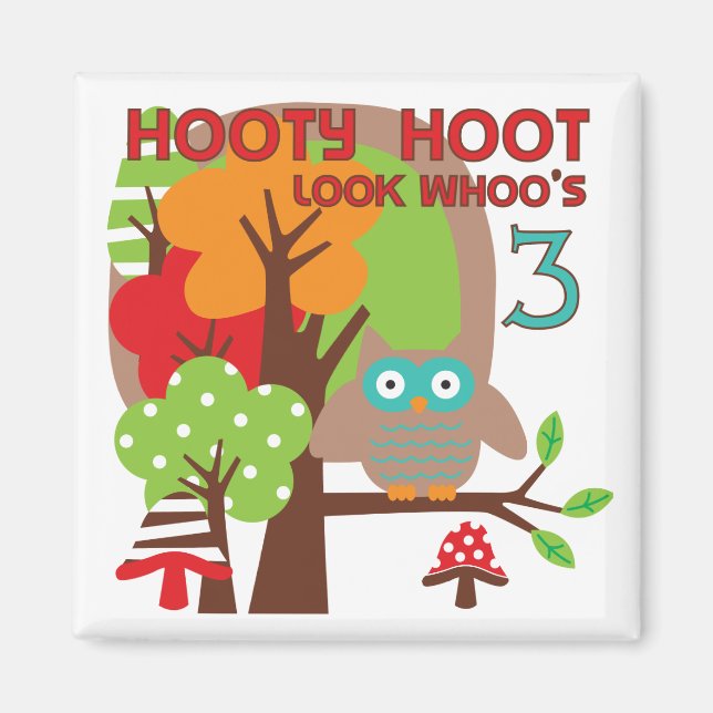 Imán Lechuza 3 camisetas de cumpleaños y regalos (Frente)