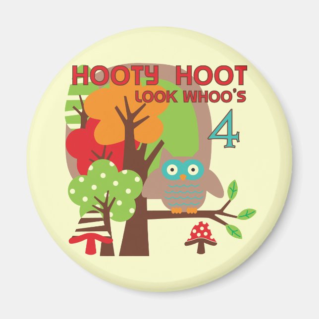 Imán Lechuza 4 camisetas y regalos de cumpleaños de T (Frente)