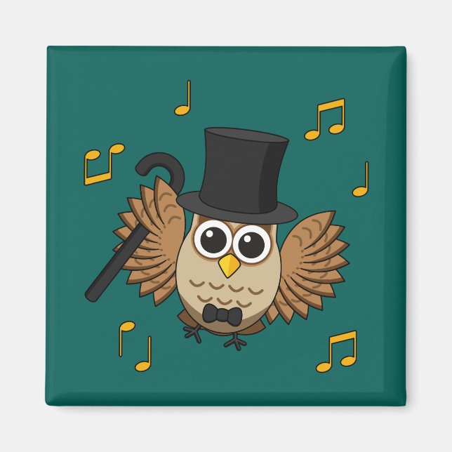 Imán Lechuza bailarina con Personalizado de notas music (Frente)