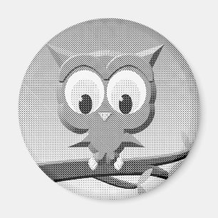 Imán Lechuza De Boletín En Blanco Y Negro