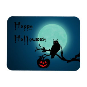 Imán Lechuza de calabaza nocturna de Halloween