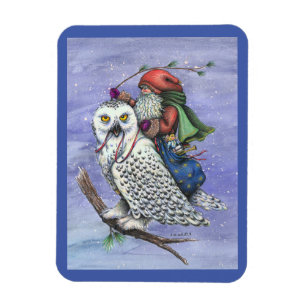 Imán Lechuza De Nieve Y NAVIDADES Santa MAGNET Fantasía