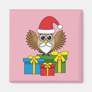 Imán Lechuza de Santa Claus con regalos