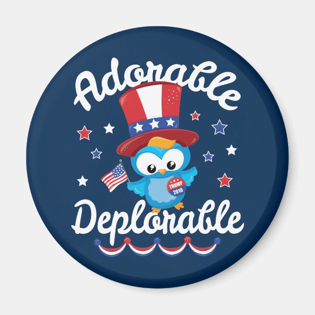 Imán Lechuza deplorable adorable Trump 2016 (Frente)