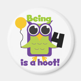 Imán Lechuza Hoot 4º cumpleaños camisetas y regalos
