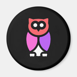 Imán Lechuza nocturna, bello rosa y rojo, arte pop abst
