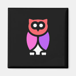 Imán Lechuza nocturna, bello rosa y rojo, arte pop abst