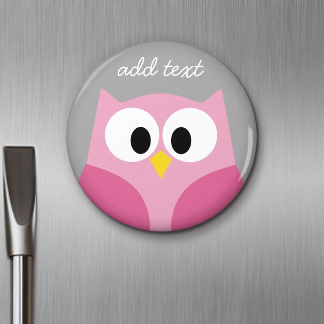 Imán Lechuza Personalizado pequeña - Nombre personaliza (Personalized Fridge Magnet - Add Custom Text)
