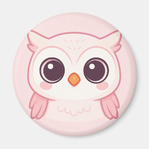 Imán Lechuza Rosa Cute - Diseño Animal Kawaii