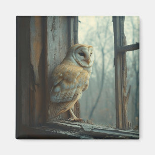 Imán Lechuza Rústica En El Arte De La Ventana