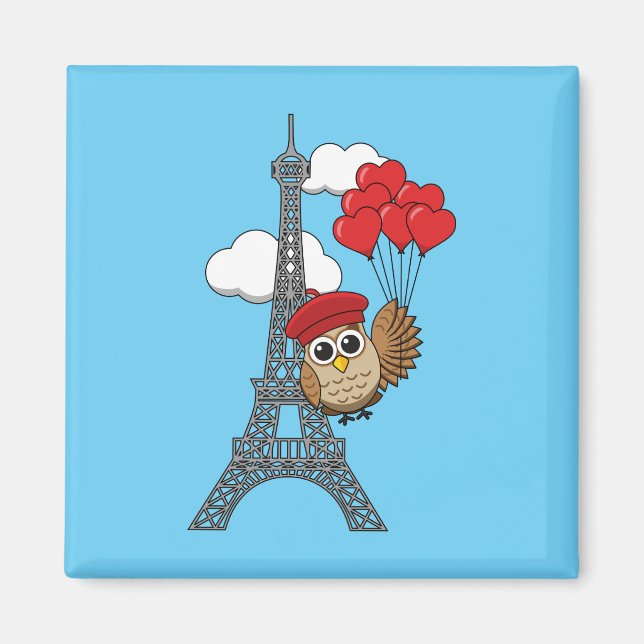 Imán Lechuza volando con globos cardíacos en París (Frente)
