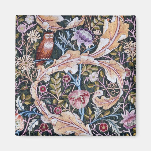 Imán Lechuza y flores, William Morris (Frente)