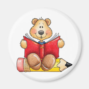 Imán Lectura del oso de peluche