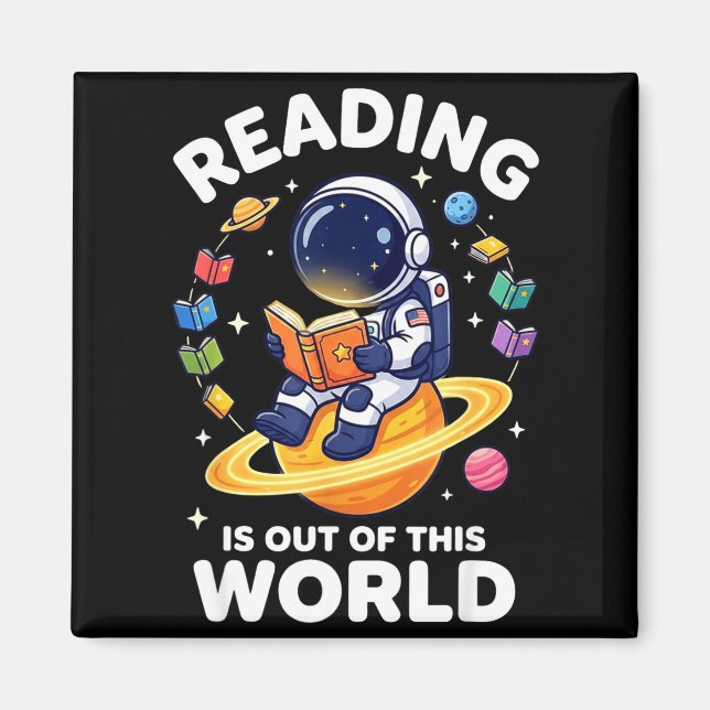 Imán Lectura divertida del espacio es libros fuera de e (Frente)