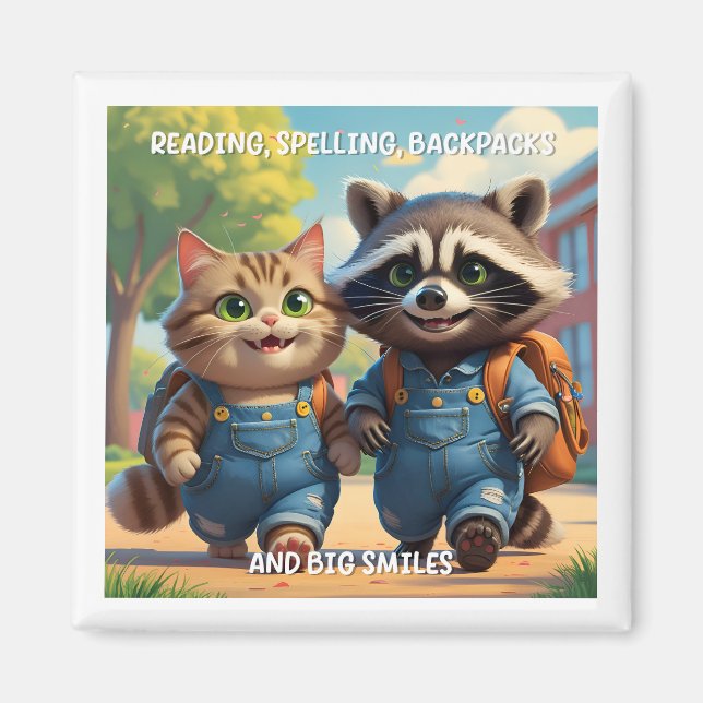 Imán Lectura, Ortografía, Mochilas y Sonrisas Magnet (Frente)