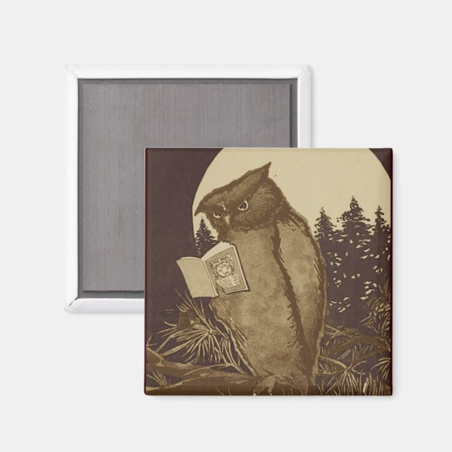 Imán Lecturas de búho por Moonlight (Anverso/Reverso)