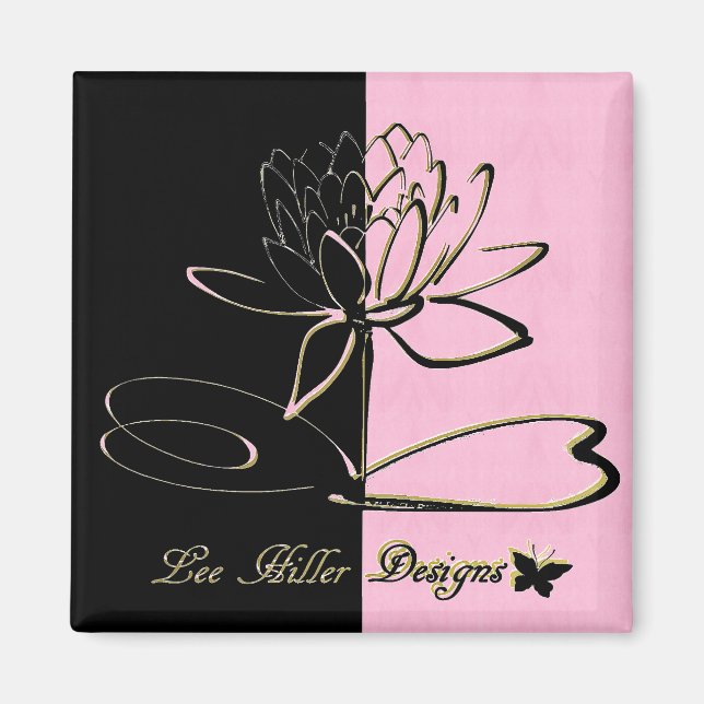 Imán Lee Hiller Designs Aciertos Negro Rosa Oro (Frente)