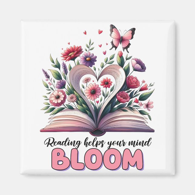 Imán Leer ayuda a que tu mente florezca (Frente)