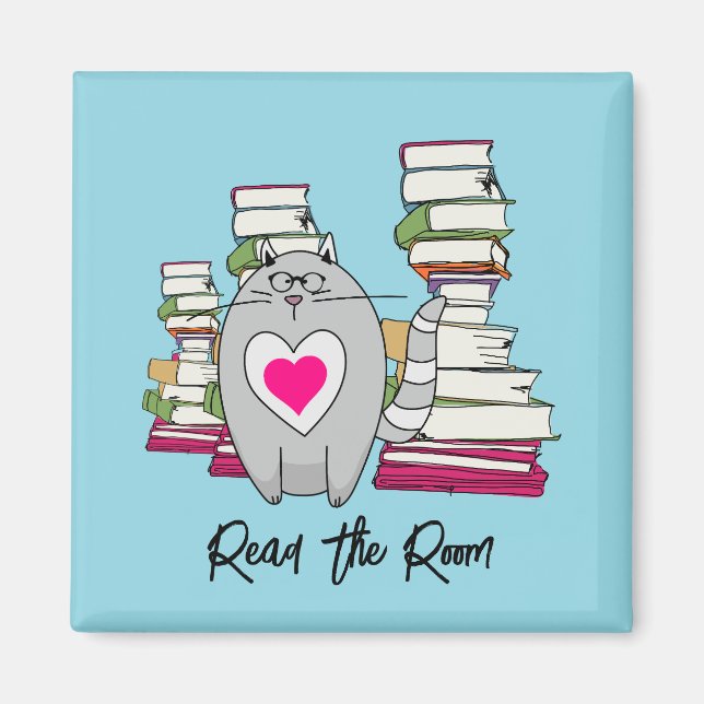 Imán Leer el gato de la habitación (Frente)