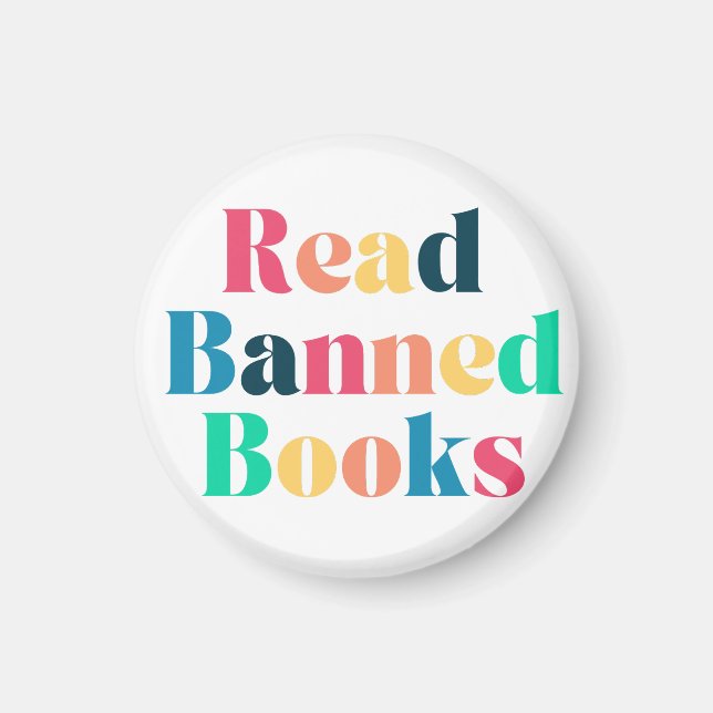 Imán Leer la tipografía de libros prohibidos (Frente)