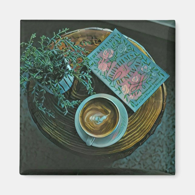 Imán Leer libros, beber café (Frente)