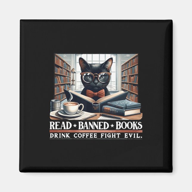 Imán Leer libros prohibidos beber café combatir el amor (Frente)