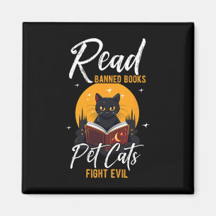 Imán Leer Libros Prohibidos Mascotas Gatos Luchan Contr