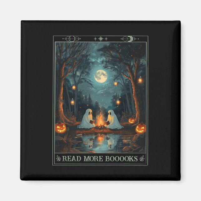 Imán Leer más libros Cute Spooky Ghost Reading Book Tar (Frente)