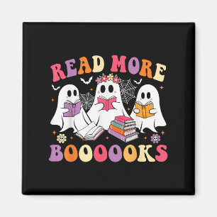 Imán Leer más libros Groovy Halloween Teacher Ghost B