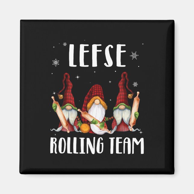 Imán Lefse Rolling Team Gnomes Navidades Xmas Plaid Kid (Frente)