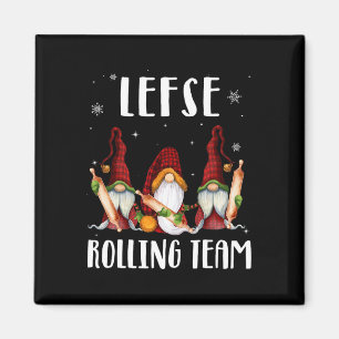 Imán Lefse Rolling Team Gnomes Navidades Xmas Plaid Kid