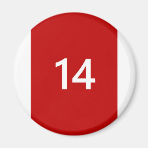 Imán Legendario Nº 14 en rojo y blanco