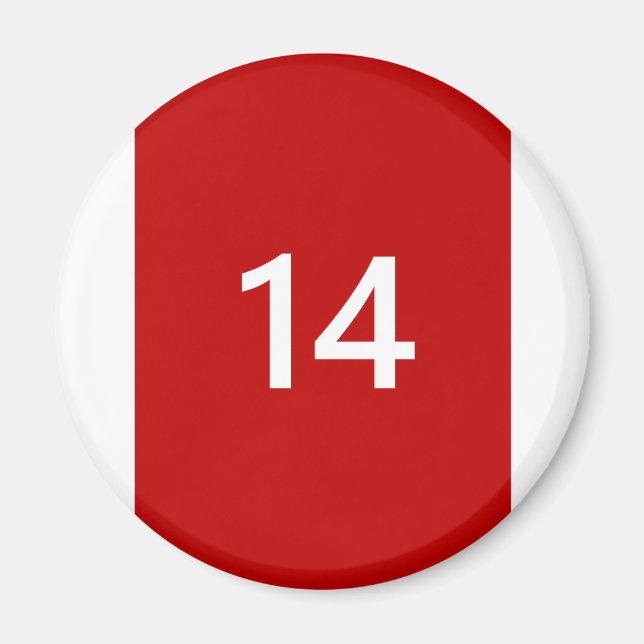 Imán Legendario Nº 14 en rojo y blanco (Frente)