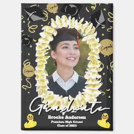 Imán Lei de Plumeria de Graduación Hawaiana Confeti Fot