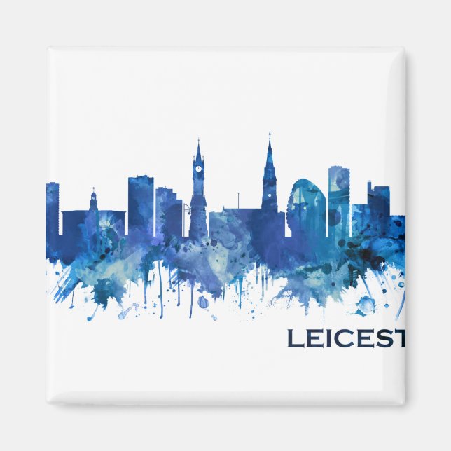 Imán Leicester England Skyline Blue (Frente)