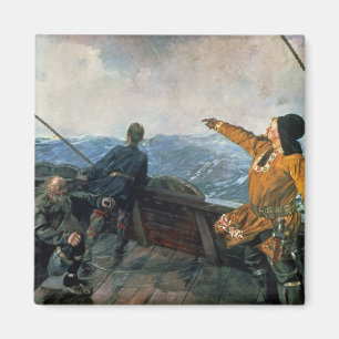 Imán Leif Eriksson mira tierra en Estados Unidos, 1893