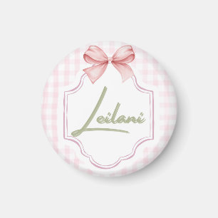 Imán Leilani Baby Nursery Gingham Personalizado