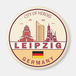 Imán Leipzig Alemania City Skyline Emblem