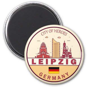 Imán Leipzig Alemania City Skyline Emblem