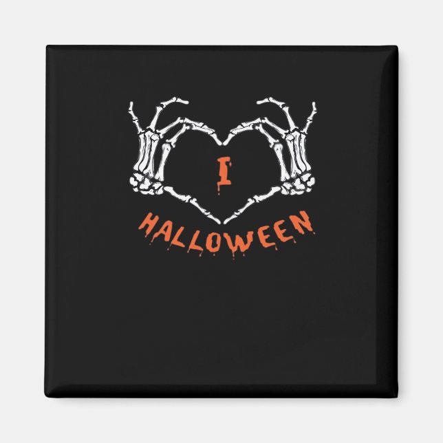 Imán Lema Halloween. Gesto Cardíaco Hecho De Skeleton (Frente)