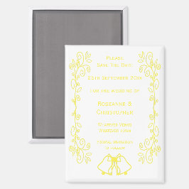 Imán Lemon Bells Scrollwork Wedding Guardar La Fecha