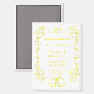 Imán Lemon Bells Scrollwork Wedding Guardar La Fecha