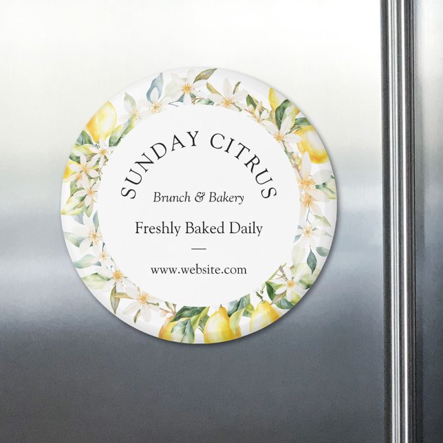 Imán Lemones amarillos y flores blancas Flores Florales (In situ)