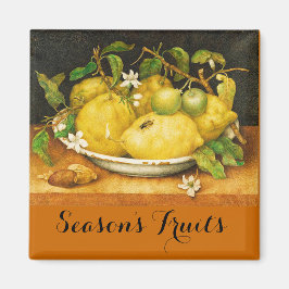 IMÁN LEMONES DE FRUTAS DE TEMPORADA Y FLORES BLANCOS