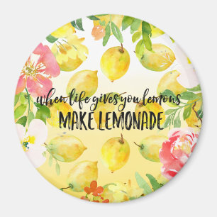 Imán Lemones inspirador de color de agua rosado floral 