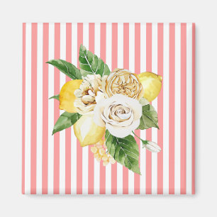 Imán Lemones y rosas con franjas rosas