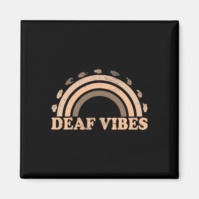 Imán Lenguaje De Rótulo Asl Gesture Deaf Vibes Awarenes (Frente)