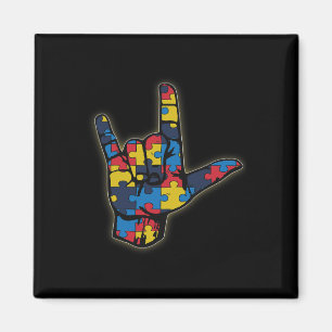 Imán Lenguaje de Rótulo de amor Tee Autism Awareness Su